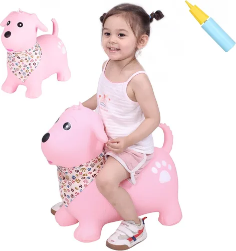 Miniatura 12 de INPANY Perro Saltarín Marrón Caballo Saltador para Niños Pequeños - Caballo Saltador Rebotante, Juguetes de Animales para Montar para Niñas y Niños