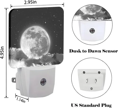 Miniatura 2 de Luz nocturna de luna en nube, luces nocturnas enchufables con sensor automático, lámpara de noche del atardecer al amanecer, decoración del hogar