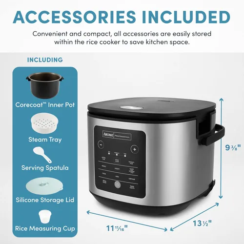 Miniatura 7 de AROMA® Arrocera de cocción lenta de 20 tazas y olla de arroz integral con asas de olla elevables y tapa de almacenamiento de silicona, cerámica
