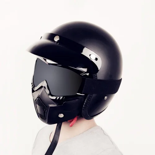 Miniatura 6 de Gafas de montar para casco de motocicleta con máscara facial extraíble, gafas cálidas desmontables a prueba de niebla, filtro de boca ajustable