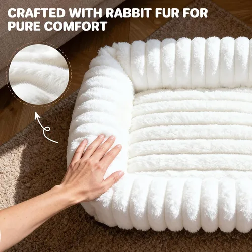 Miniatura 4 de Cama para perros pequeños y medianos, camas lavables autocalentables para perros y gatos para gatos de interior, cama mullida de piel de conejo