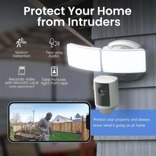 Miniatura 6 de Feit Electric SEC3000/CAM/WIFI Cámara de seguridad LED inteligente para exteriores con sensor de movimiento, audio bidireccional, reflector de 39