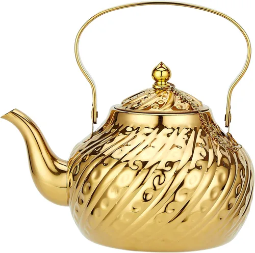 Miniatura 13 de SANQIAHOME Tetera antigua de acero inoxidable de 1.2L (40Oz) con infusor de cobre
