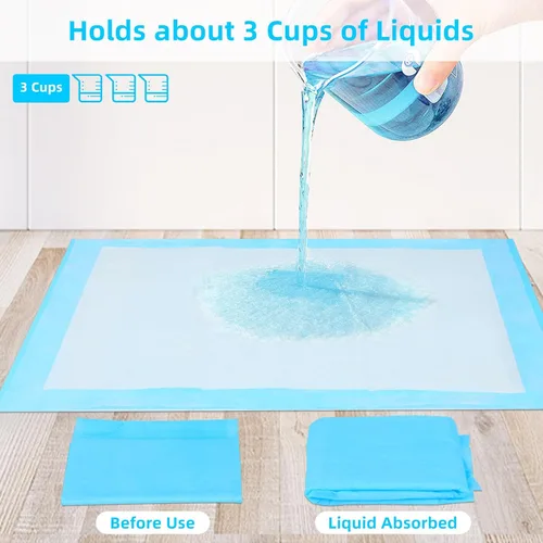 Miniatura 5 de FluffyDream Almohadilla de Entrenamiento Impermeable Súper Absorbente para Perros y Cachorros, Almohadilla para Mascotas para Entrenar en Casa, Azul