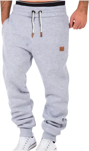 Pantalones de pijama para hombre, a la moda, con vendaje de color deportivo, casual, holgados, con cordón