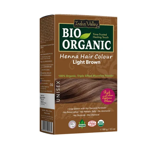 Tinte para cabello de henna marrón claro 100% puro y natural de Indus Valley