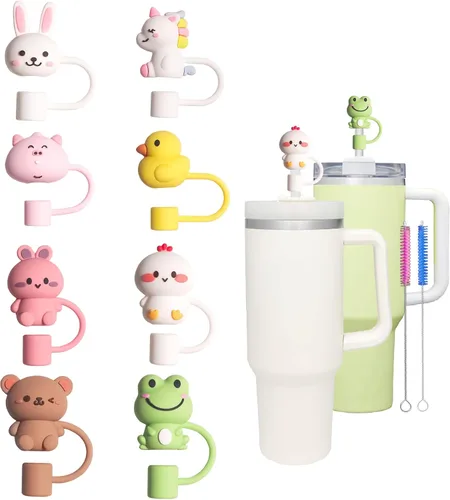 Miniatura 6 de 6 piezas de cubiertas de pajita de silicona compatibles con vasos Stanley de 30 y 40 oz, tapones de pajita de 0.39 pulg/10 mm con diseños de nubes