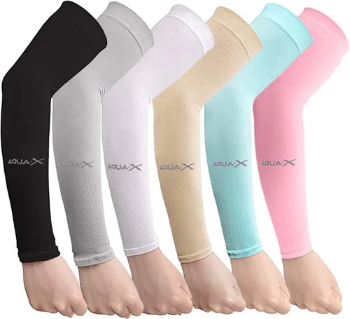 Miniatura 9 de Bacophy 3/6 pares de mangas refrescantes con protección UV para mujeres y hombres, cubierta de brazo UPF 50 3 pares negro+gris+blanco