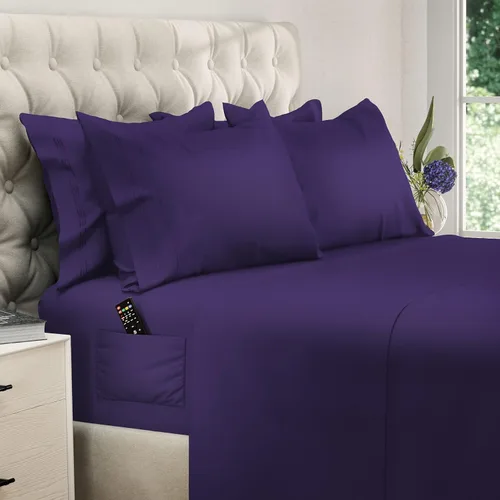 Miniatura 68 de DREAMCARE Juego de sábanas Queen – 6 piezas Sábanas de enfriamiento – hasta 15” Sábanas profundas tamaño Queen – Colección 2500 Supreme – Extra 03