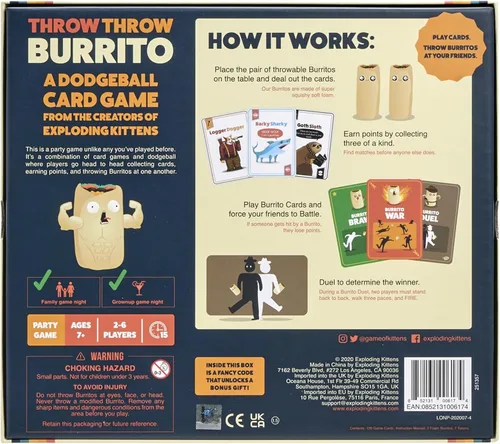 Miniatura 7 de Juego de cartas Exploding Kittens Throw Throw Burrito 2-6 jugadores - Edades 7+ - 15 minutos para jugar - Juego de cartas de Dodgeball - Juego