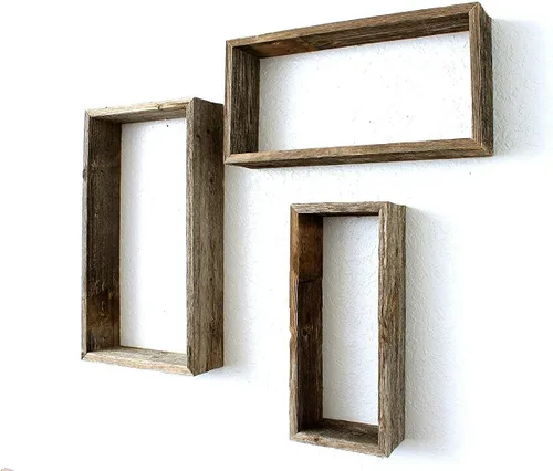 Miniatura 6 de BarnwoodUSA - Estantería de madera para colgar 100 % madera reciclada Gris natural desgastado.