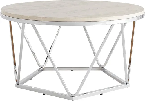 Miniatura 4 de SEI Furniture Mesa de cóctel Luna, Plata, travertino de imitación