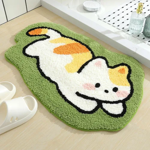 Tapete de baño con diseño de animales, extra suave, absorbente, antideslizante, cómodo, tapete para bañera, ducha, baño, lavable a máquina, 20 x 31