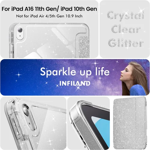 Miniatura 8 de INFILAND Funda compatible con iPad A16 de 11ª generación de 11 pulgadas 2025, funda para iPad de 10ª generación de 10.9 pulgadas, cubierta