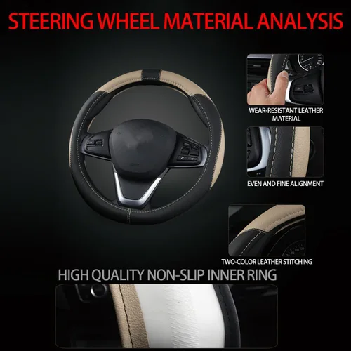 Miniatura 4 de BESULEN Funda para volante de automóvil, protector de volante de cuero suave, fundas universales antideslizantes para volante, agarre cómodo