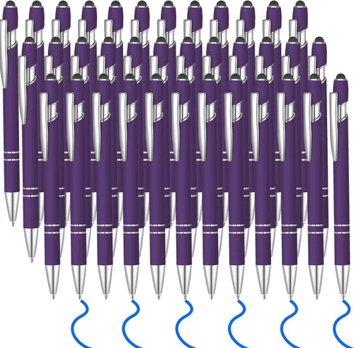 Miniatura 13 de 36 bolígrafos de tinta azul con lápiz capacitivo 2 en 1 para pantallas táctiles, colegio, oficina, compañeros de trabajo (negro)
