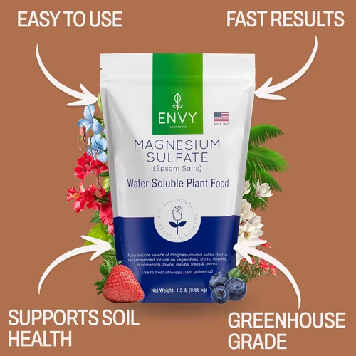 Miniatura 2 de ENVY Alimento orgánico para plantas de sulfato de magnesio - Sales de Epsom solubles en agua Fertilizante para rosas, flores, arbustos, verduras