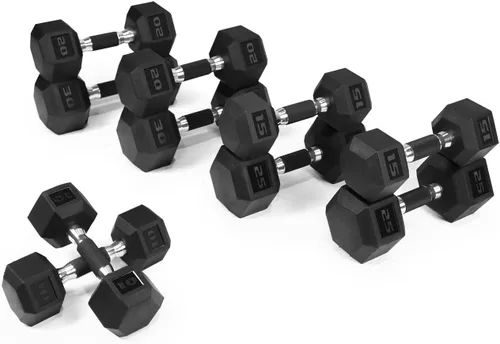 Miniatura 13 de WF Athletic Supply - Mancuernas hexagonales con agarre de goma y mango contorneado para tonificar músculos y fortalecer y entrenar de todo el cuerpo