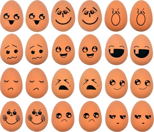 24 huevos de Pascua realistas con caras de emoticonos | Juguete de goma inflable para comida de simulación de huevos | Huevos falsos divertidos