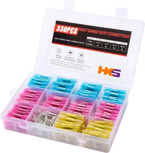Miniatura 6 de HKS Herramienta de crimpado para conectores termorretráctiles con pelador 3 en 1 y 280 piezas de conectores termorretráctiles impermeables de grado