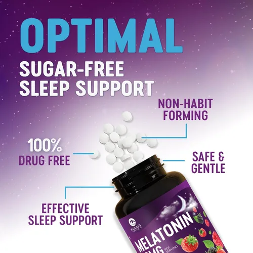 Miniatura 6 de Suplementos de apoyo para dormir de melatonina – Melatonina de disolución rápida de 10 mg por porción para adultos – Tabletas de melatonina