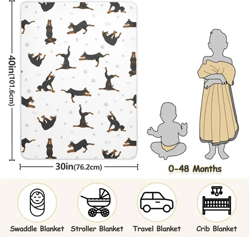 Miniatura 3 de Manta de envoltura para ejercicios de Doberman de algodón para bebés, manta de recepción, manta suave y ligera para envolver para cuna, cochecito