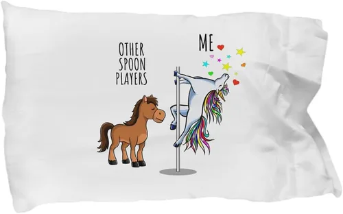 Unicorn Spoon Pillowcase Funny Gift for Musician Women Her Other Players Me Cute Birthday Magical Present Joke Quote Gag Pillow Cover Case 20x30