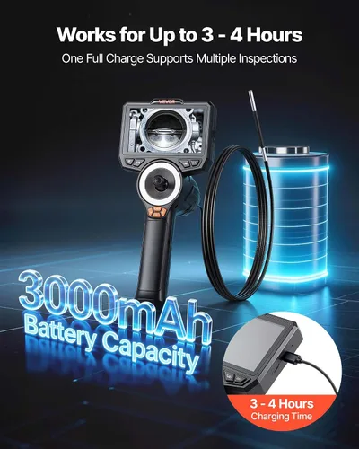 Miniatura 6 de VEVOR Endoscopio articulado de 4 vías con luz, cámara de inspección de boroscopio industrial HD 1080P con sonda articulada ultra delgada de 0.15