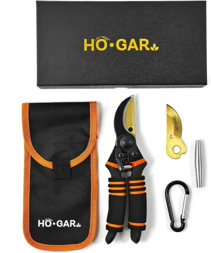 HO.GAR Kit de tijeras de podar de titanio de alta calidad: podadoras manuales profesionales resistentes, tijeras de jardinería, tijeras ergonómicas.