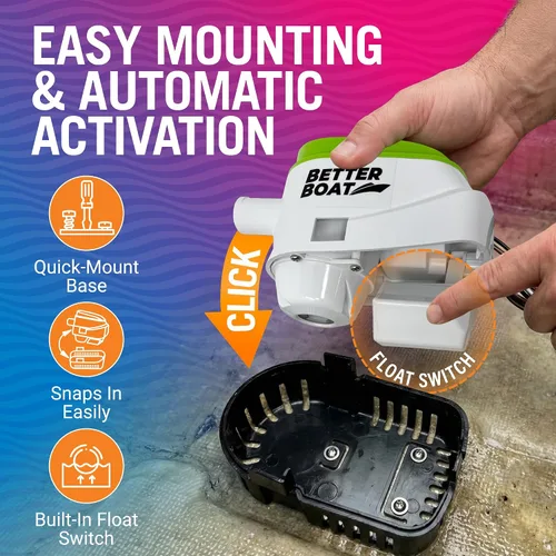 Miniatura 2 de Bombas de sentina automáticas para barcos 12 V 750 GPH Bomba de sentina automática sumergible con interruptor de flotador integrado, salida de 3/4