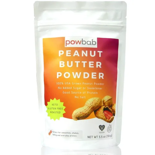 powbab Mantequilla de maní en polvo de cacahuetes orgánicos 100% cultivados en Estados Unidos. Sin azúcar añadida, baja en grasa, harina de