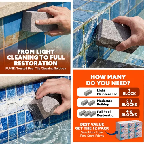 Miniatura 8 de Pumie - Paquete de 2 piedras pómez para limpieza de azulejos de piscina, removedor de calcio para manchas de azulejos y yeso, limpiador