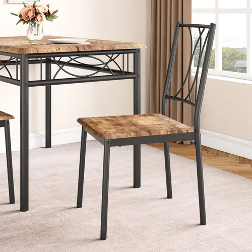 Miniatura 2 de Garvee Juego de mesa de comedor de madera de 5 piezas para 4, juego de mesa de cocina rectangular con 4 sillas, juego de mesa de comedor que ahorra