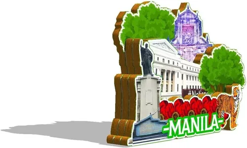 Miniatura 2 de Imán de Manila de Filipinas para nevera de madera 3D, monumentos de viaje, coleccionables, recuerdos, decoración hecha a mano -587
