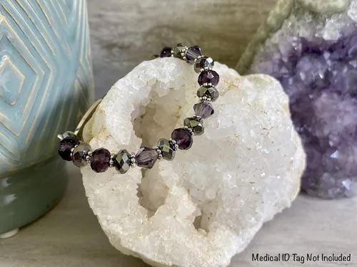 Miniatura 62 de Pulsera elástica de alerta médica, pulsera de identificación médica de repuesto intercambiable, etiqueta de identificación no incluida, cristales