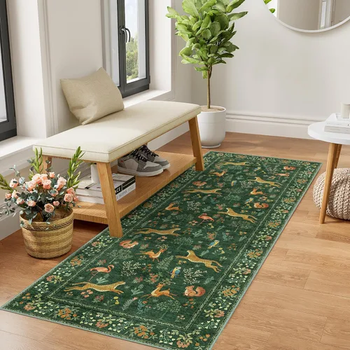 Miniatura 33 de DUKINO Alfombra de área de 6 x 9 pies, alfombra floral para sala de estar, ligera, antideslizante, lavable, alfombra de interior de pelo bajo