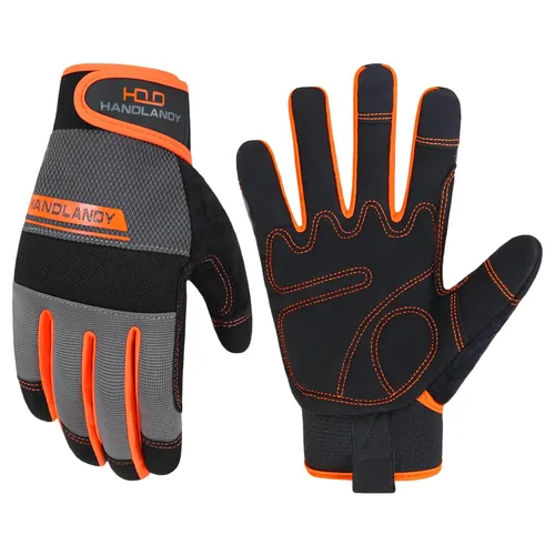 Miniatura 21 de Handlandy - Guantes de trabajo para hombre y mujer, para mecánicos, de seguridad, de uso general, aptos para pantalla táctil, guantes de trabajo