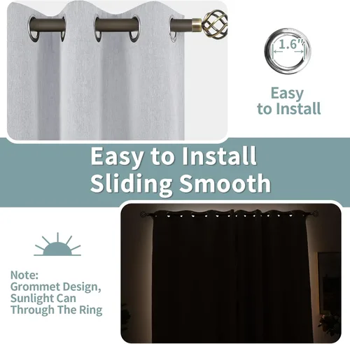Miniatura 5 de BGment - Cortinas 100 % Blackout con revestimiento para la habitación, cortinas con ojales, de lino con textura de aislamiento térmico para la sala