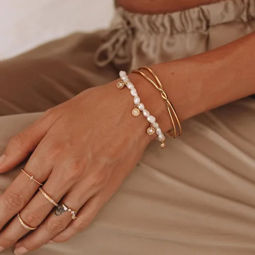 Miniatura 2 de PEARLADA Brazalete de oro de 18 quilates para mujer, pulsera gruesa y abierta, ajustable, joyería de moda