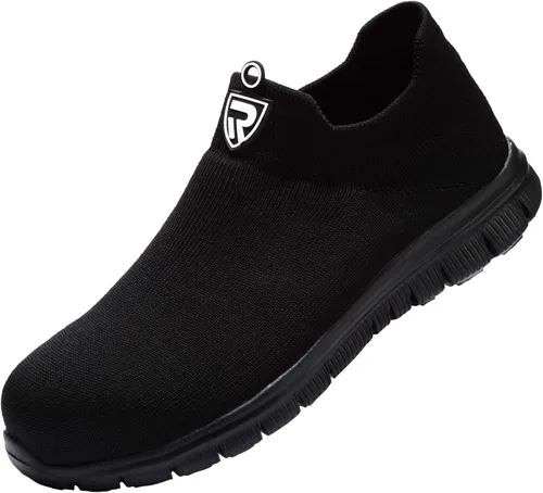 Miniatura 8 de LARNMERN Calcetines de punta de acero zapatos de seguridad para el trabajo zapatos ligeros industriales y de construcción sin cordones