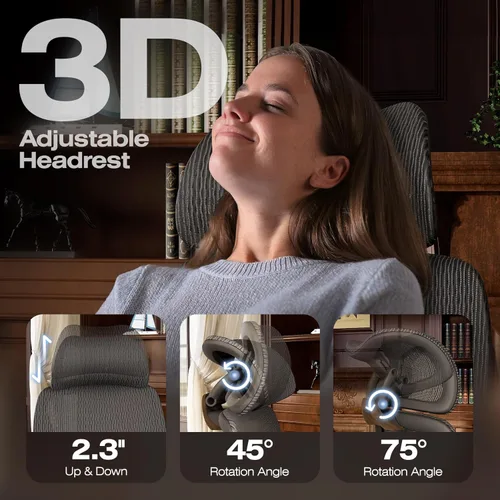 Miniatura 5 de ELABEST X100 Silla ergonómica de oficina con reposapiés, silla grande y alta para escritorio en el hogar con brazos plegables 5D, soporte lumbar