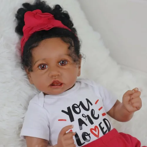 Miniatura 2 de KSBD Realistic Reborn Baby Doll Niña Negra – Muñeca Recién Nacida Afroamericana Realista de 20 Pulgadas con Cuerpo Suave Conjunto de Regalo