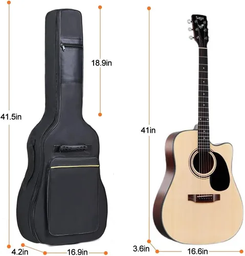 Miniatura 3 de Evil Hair Mochila acolchada para guitarra acústica de 41 pulgadas, resistente al agua, bolsa de concierto gruesa, cubierta suave, bolsa