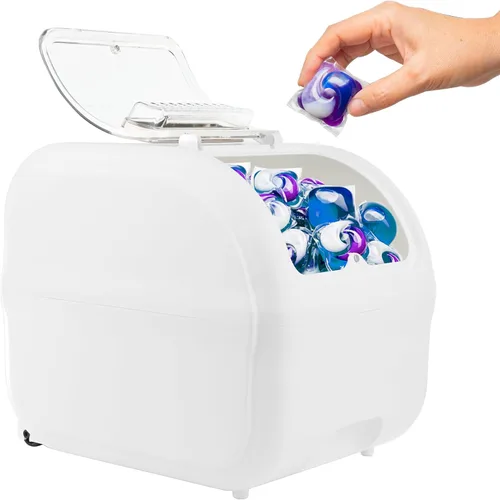 Miniatura 12 de Skywin TidyFriend - Contenedor de cápsulas de lavandería con tapa push-up, 11.4 x 11 x 5.9 pulgadas, almacenamiento hermético mantiene las cápsulas