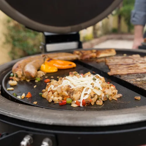 Miniatura 6 de Kamado Joe Parrilla de Hierro Fundido Reversible de Media Luna con Superficie Plana y Acanalada para Parrilla de Carbón y Ahumadores Classic Joe
