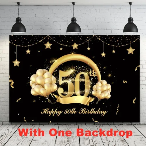 Miniatura 7 de Decoraciones de fiesta de cumpleaños 50 a 50 años, suministros de fiesta para hombres con kit de guirnalda de globos, telón de fondo de cumpleaños