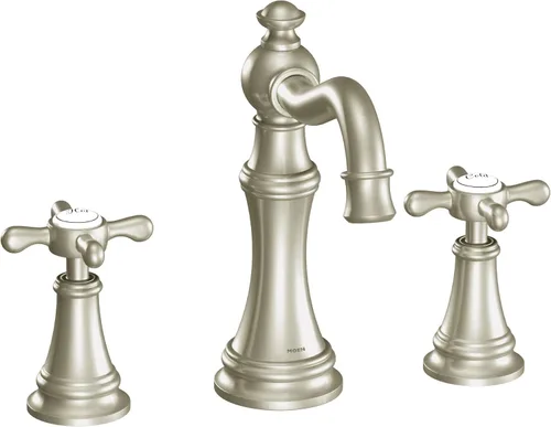 Miniatura 16 de Moen Weymouth Grifo de baño de dos manijas de oro cepillado de amplio alcance con mango cruzado, requiere válvula, TS42114BG
