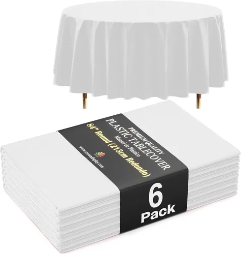 Miniatura 82 de Exquisite 66% Thicker Premium Aqua Round Tablecloth 0.5 Mil 6 Pack Plastic Table Cloth Disposable 84 Inch Round Plastic Tablecloth Won't Tear Easily