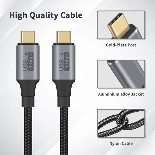 Miniatura 6 de Duttek Cable corto USB C a USB C de 40 Gbps, 1.6 pies/19.7 in, soporta 100 W PD, video de 8K a 60 Hz, trenzado de nailon, para iPhone 15, portátil