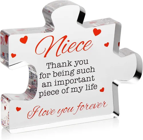 Miniatura 7 de VELENTI Regalos para Tía de Sobrina – Pieza de Rompecabezas de Bloque Acrílico Grabado – Lindo Regalo de Tía con Hermoso Dicho Pisapapeles